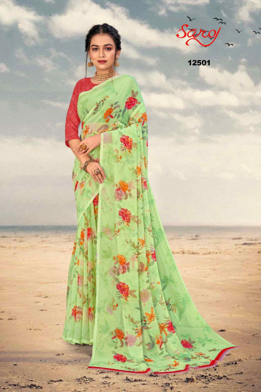 Saroj Spring 3 New Fancy Regular Wear Georgette Printed Saree Collection